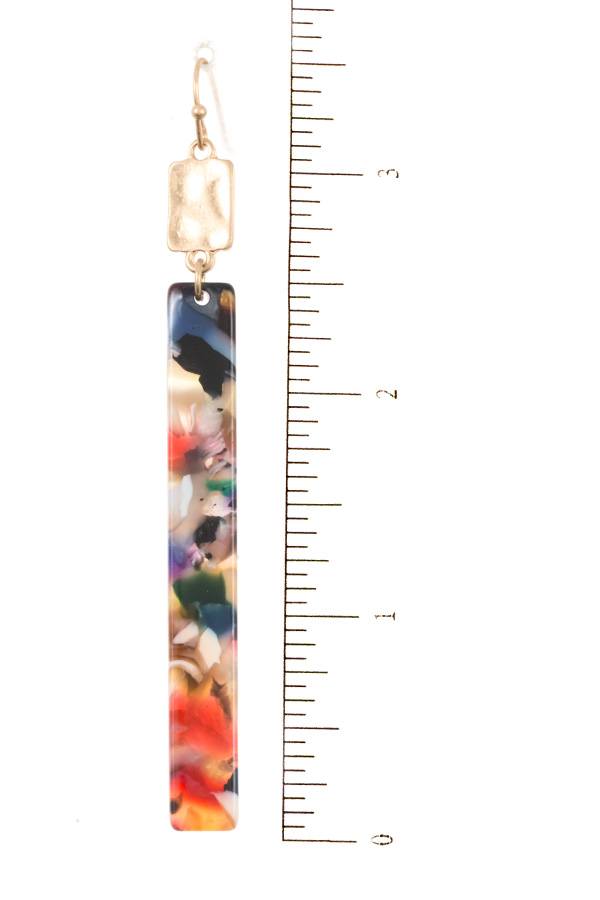 Drop resin bar earring