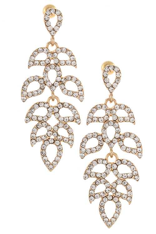 Rhinestone leaf vine link dangle earring
