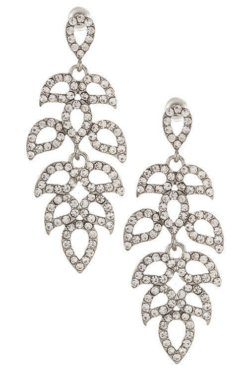Rhinestone leaf vine link dangle earring