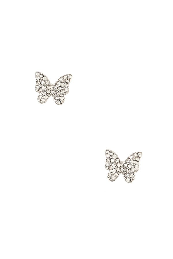Rhinestone pave butterfly post earring-