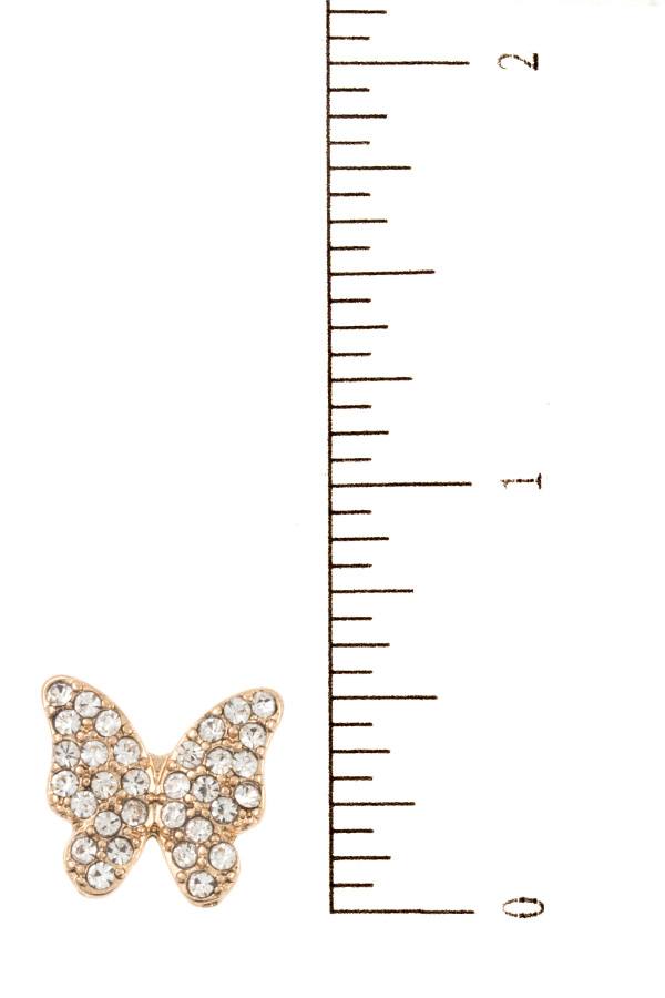 Rhinestone pave butterfly post earring-