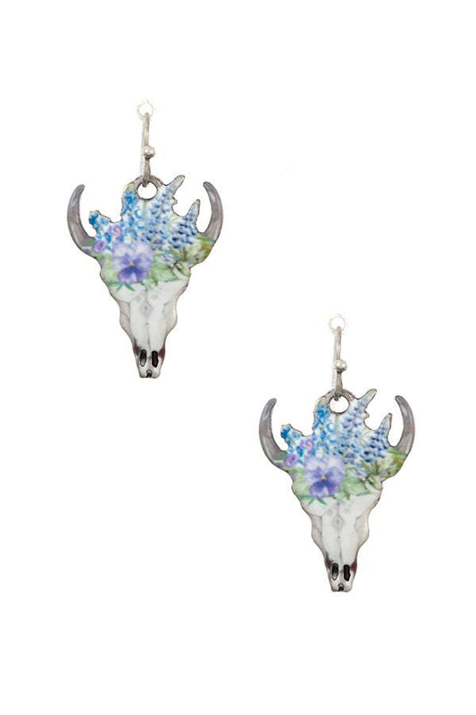 Detailed bull drop earring