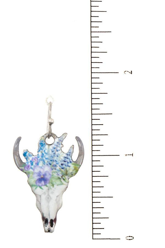 Detailed bull drop earring