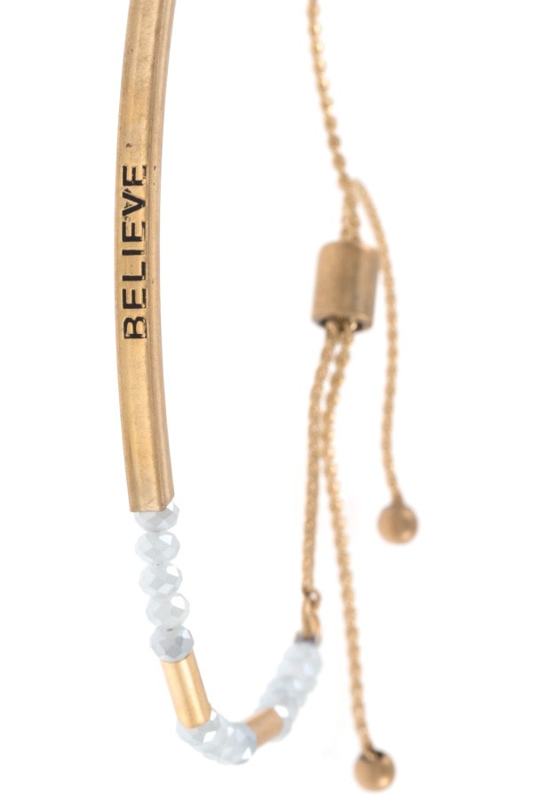 Believe beaded slider bracelet