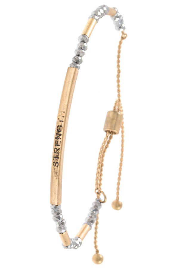 Strength beaded slider bracelet