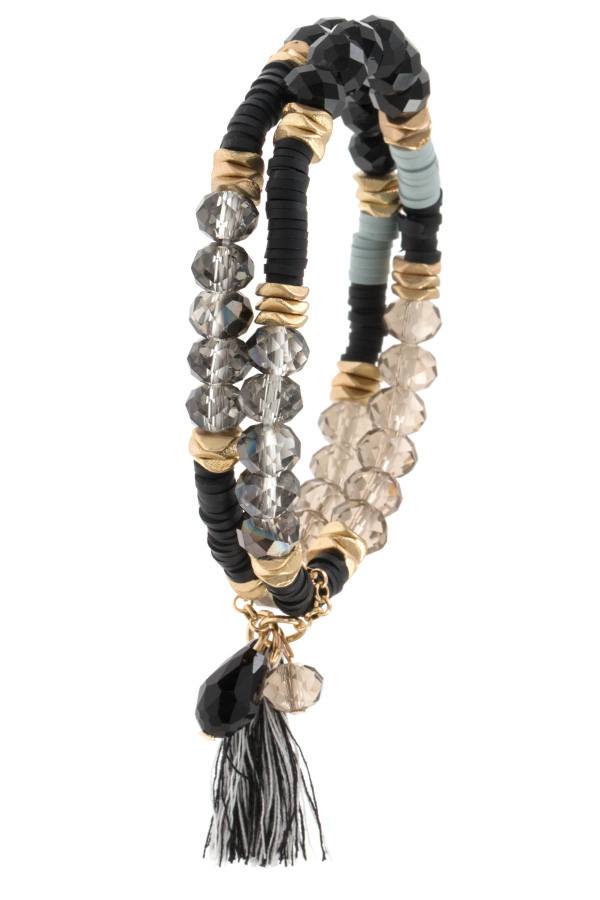 Mix jewel bead tassel bracelet