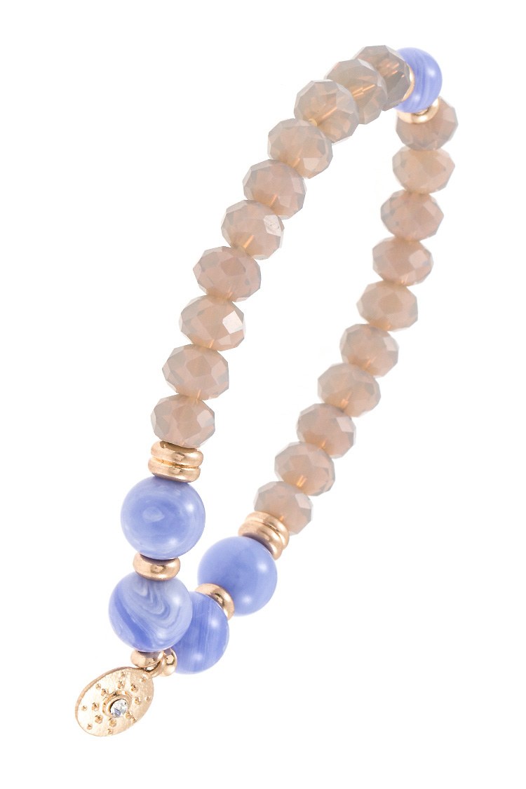 Crystal with gem stone double stretch bracelet