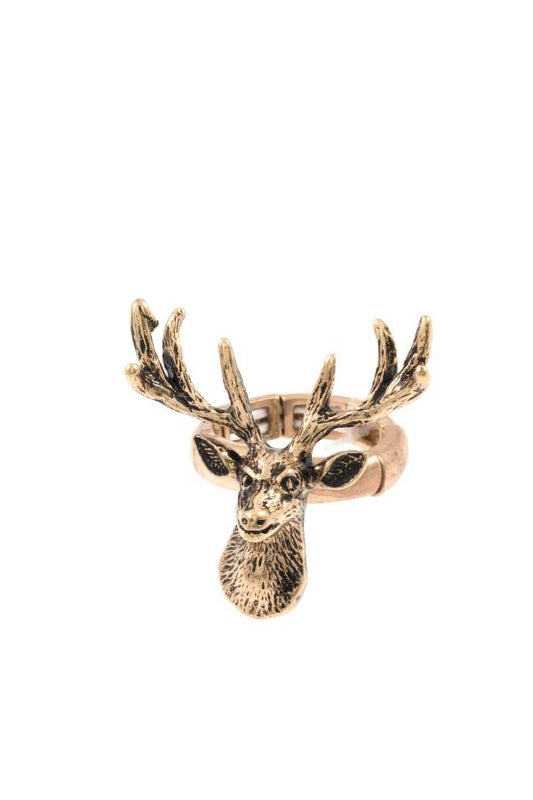 Reindeer etched stretch ring