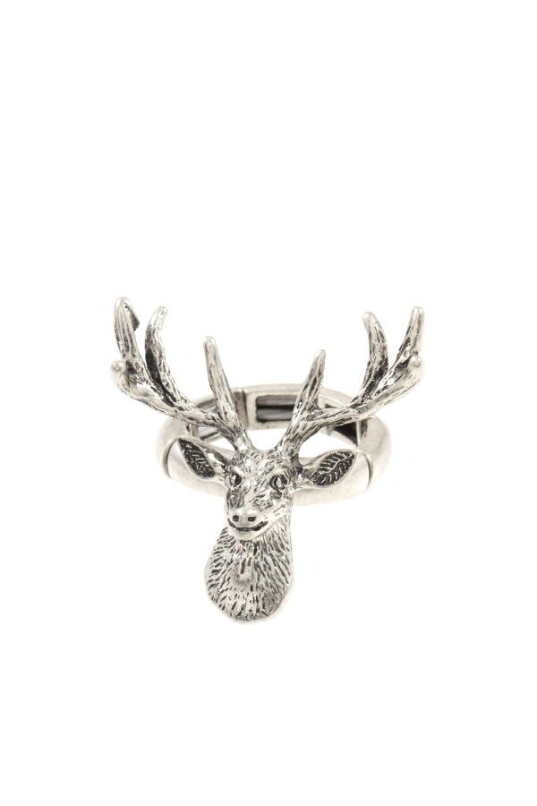 Reindeer etched stretch ring