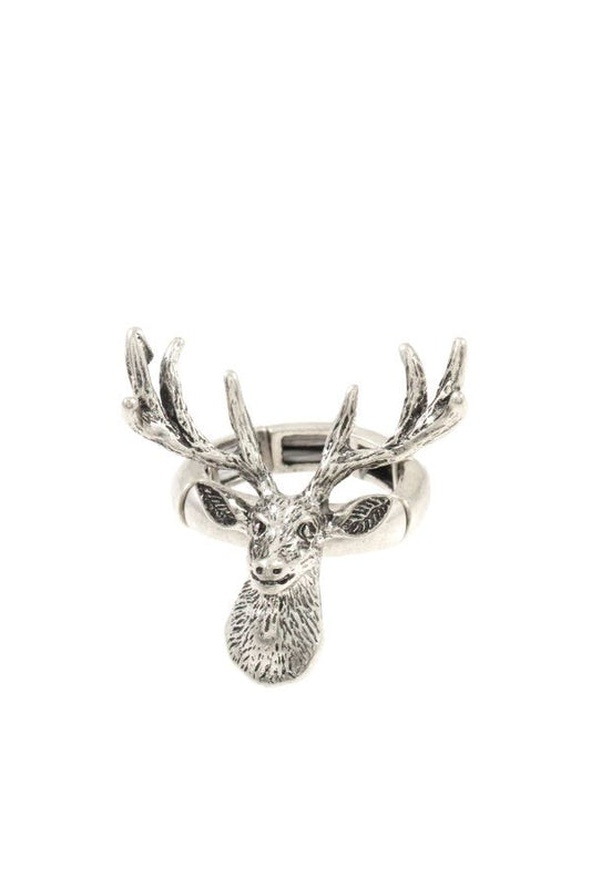Reindeer etched stretch ring