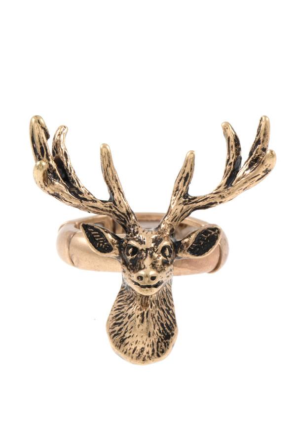 Reindeer etched stretch ring