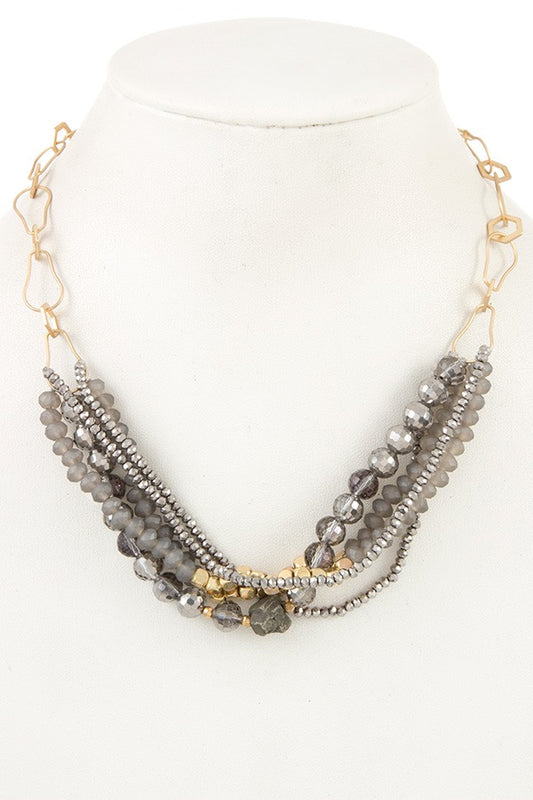 Multi bead link chain necklace