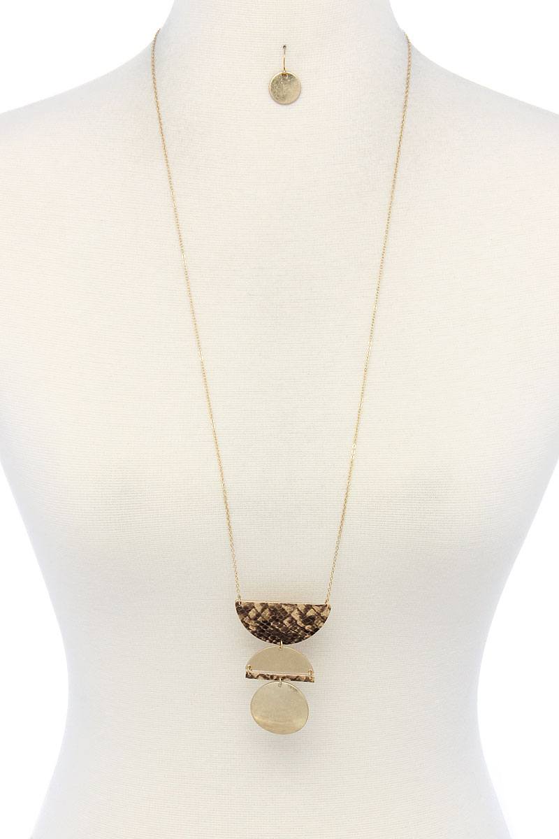 Snake pattern semi circle necklace and earring set