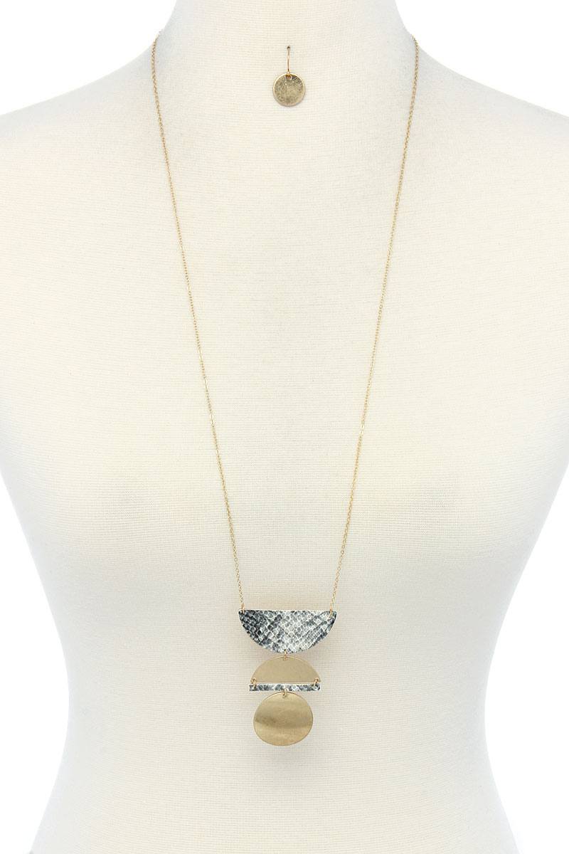 Snake pattern semi circle necklace and earring set