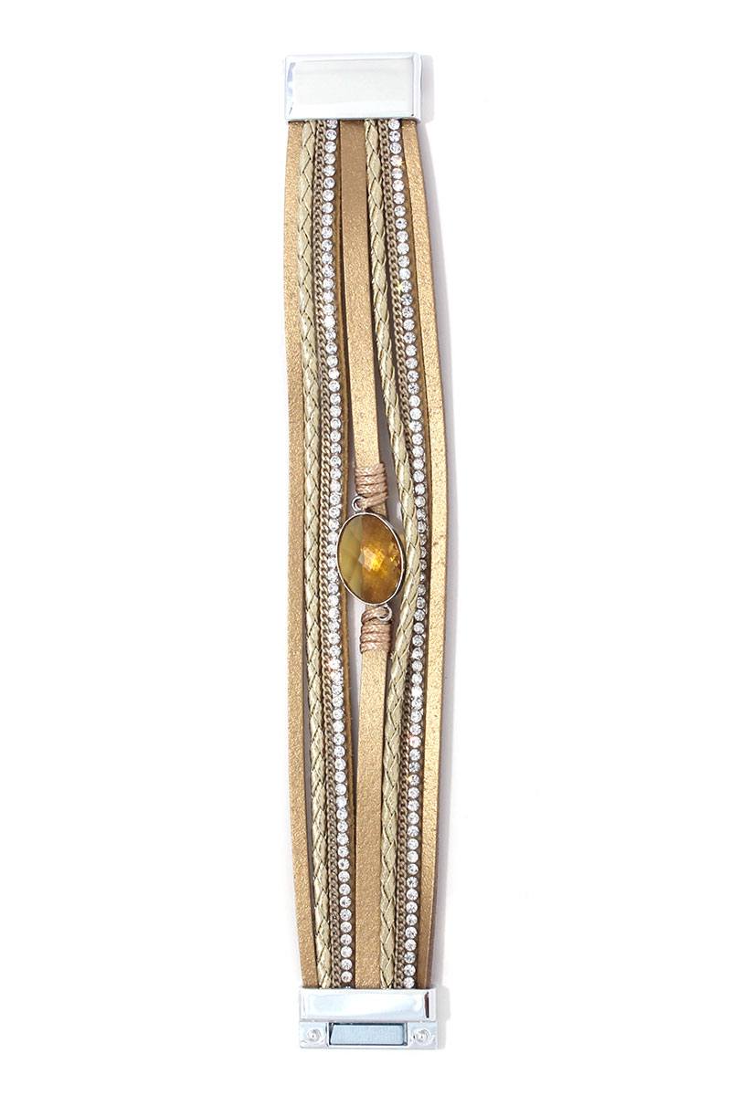 Rhinestone multi stand magnetic bracelet