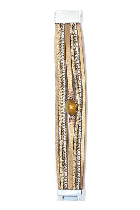 Rhinestone multi stand magnetic bracelet