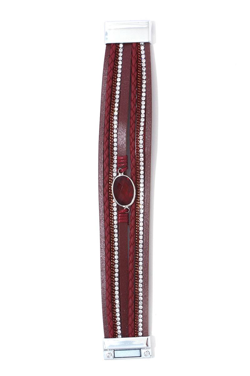 Rhinestone multi stand magnetic bracelet