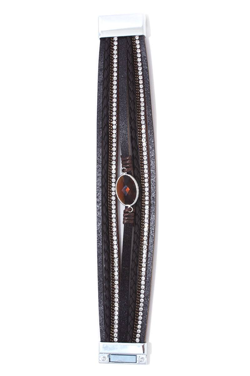 Rhinestone multi stand magnetic bracelet