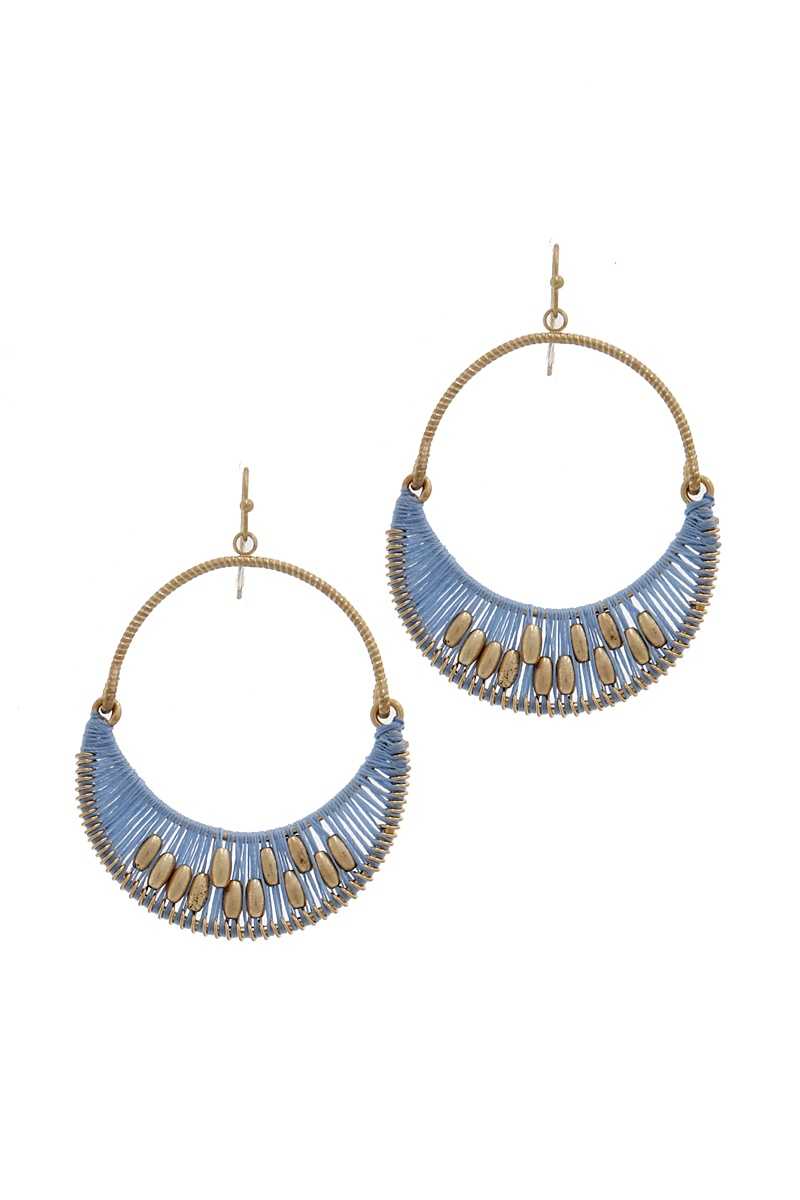 Thread metal drop earring
