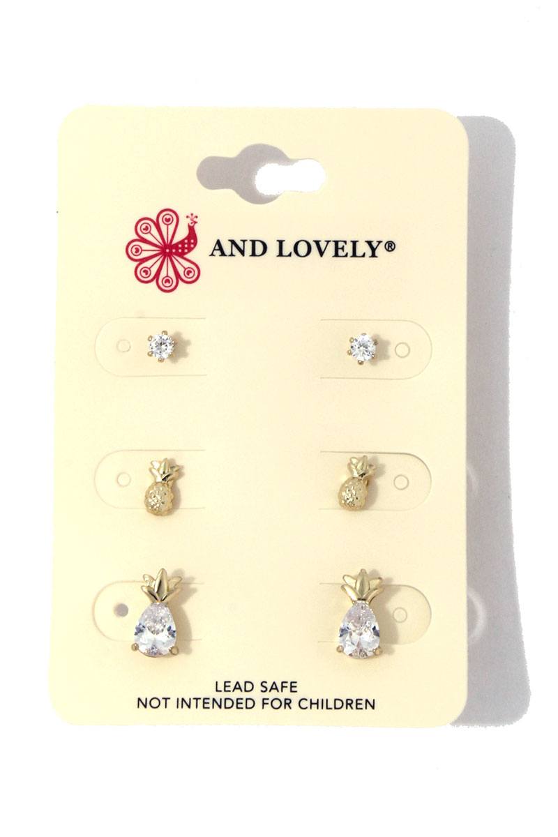 Pineapple rhinestone earring set