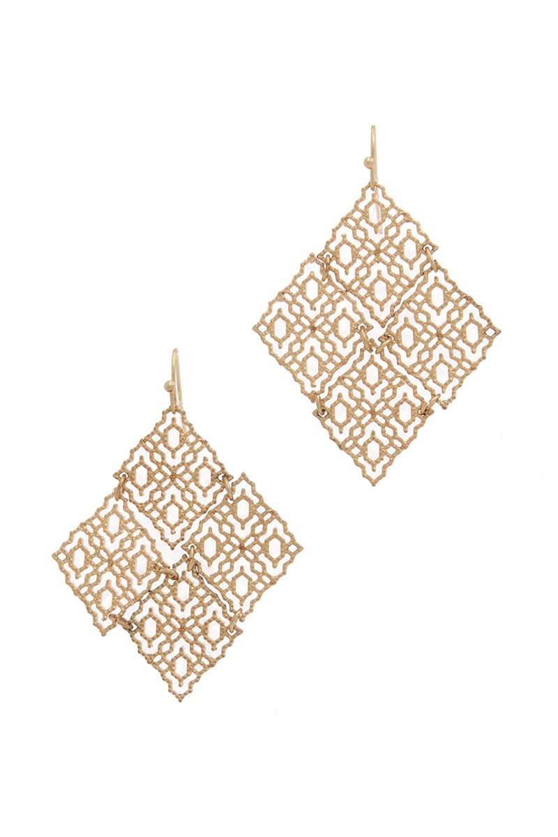 Rhombus shape drop earring
