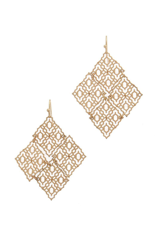 Rhombus shape drop earring