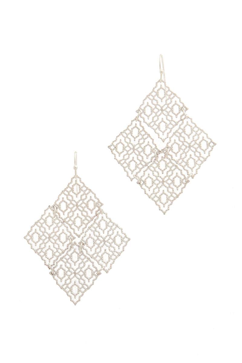 Rhombus shape drop earring