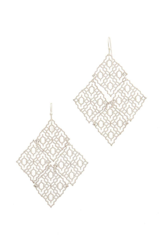 Rhombus shape drop earring