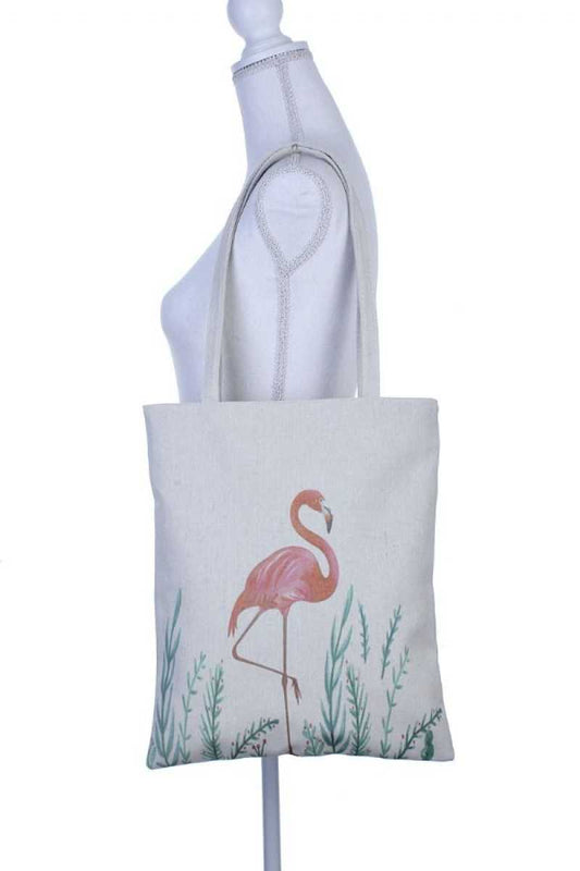 Flamingo pose print tote bag