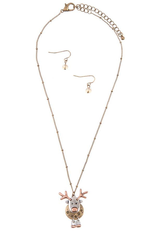 Reindeer pendant necklace set