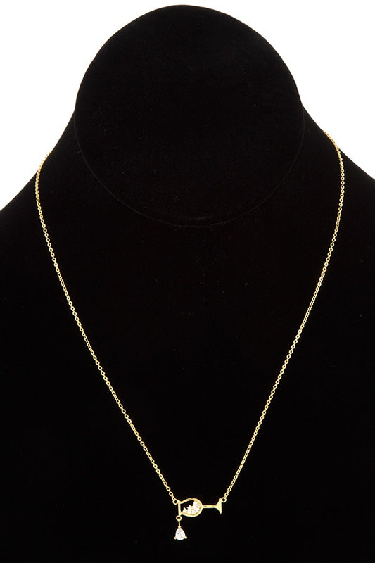 Cz stone pave dainty cup short necklace