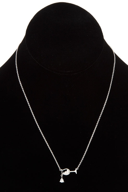 Cz stone pave dainty cup short necklace