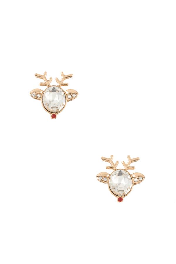 Crystal gem reindeer post earring