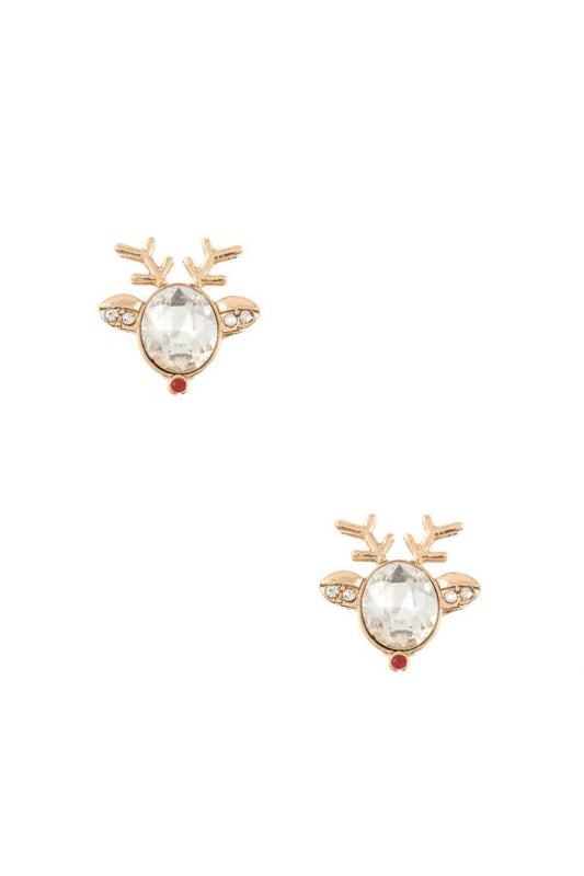 Crystal gem reindeer post earring