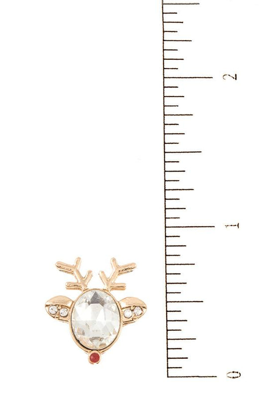 Crystal gem reindeer post earring