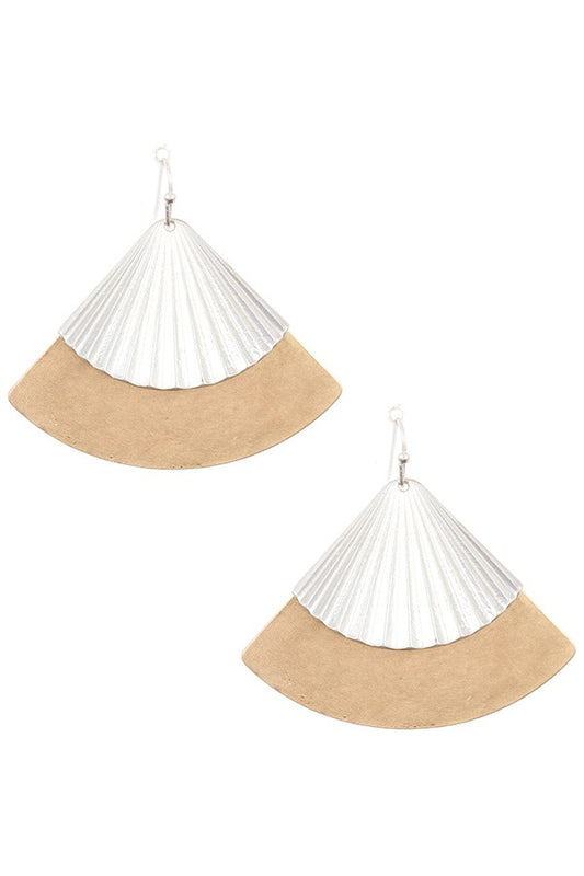 Drop fan shape dangle earring