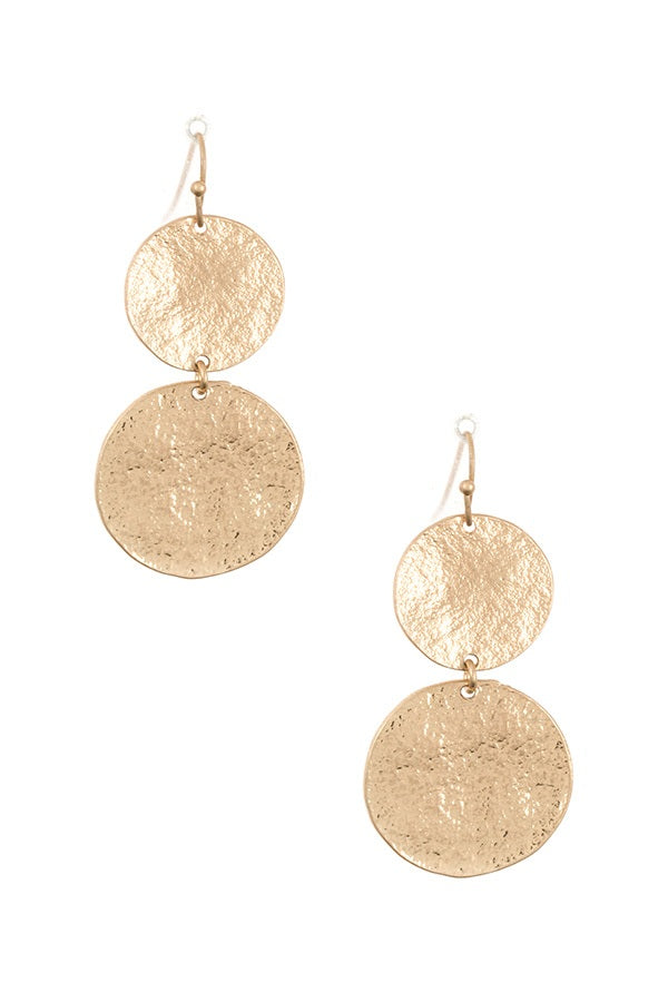 Textured double circle dangle earring