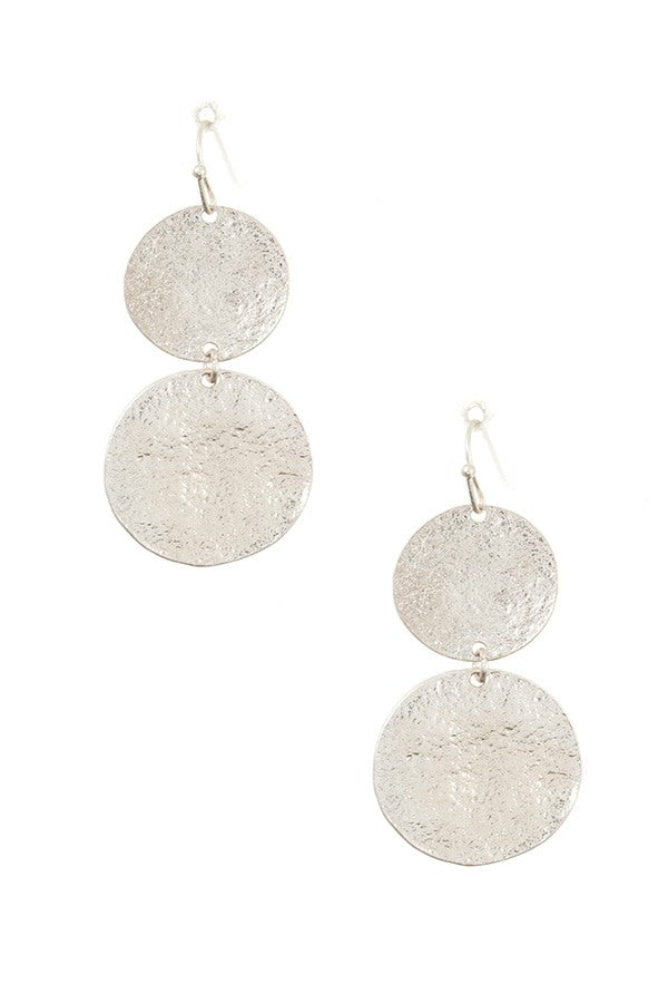 Textured double circle dangle earring