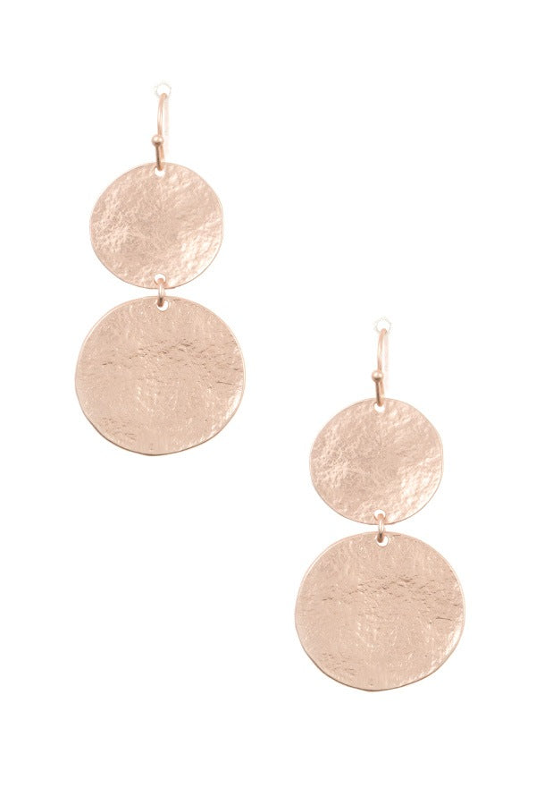 Textured double circle dangle earring