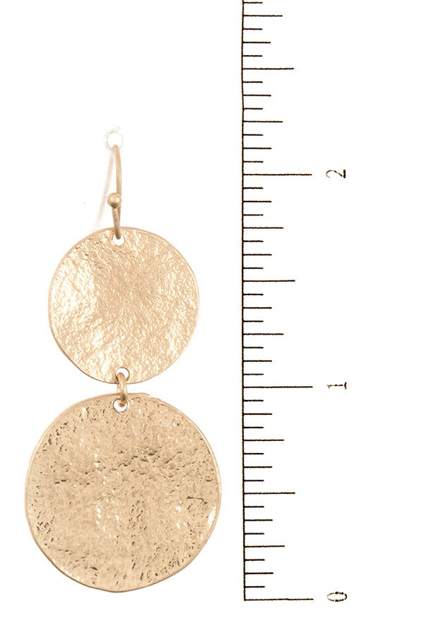 Textured double circle dangle earring