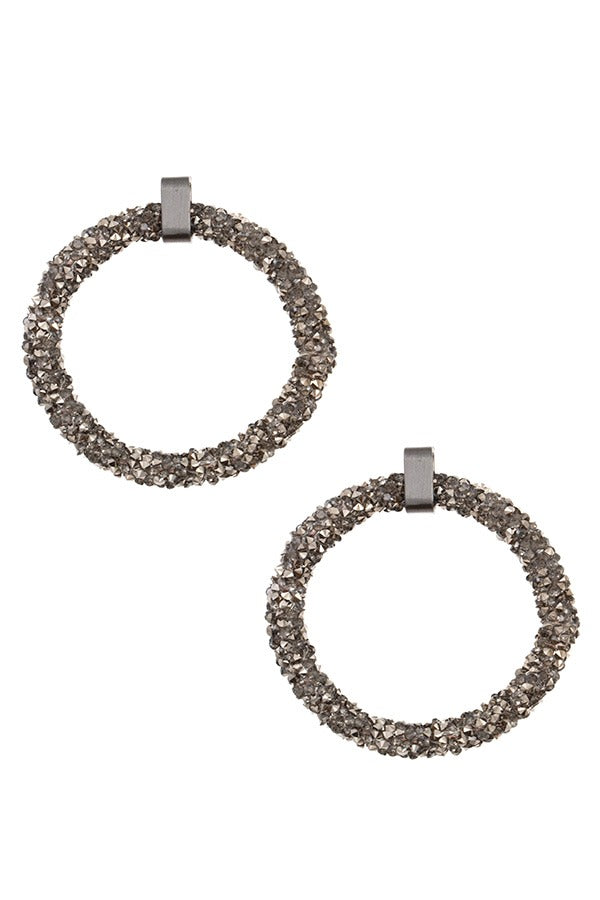 Cluster gem hoop earring