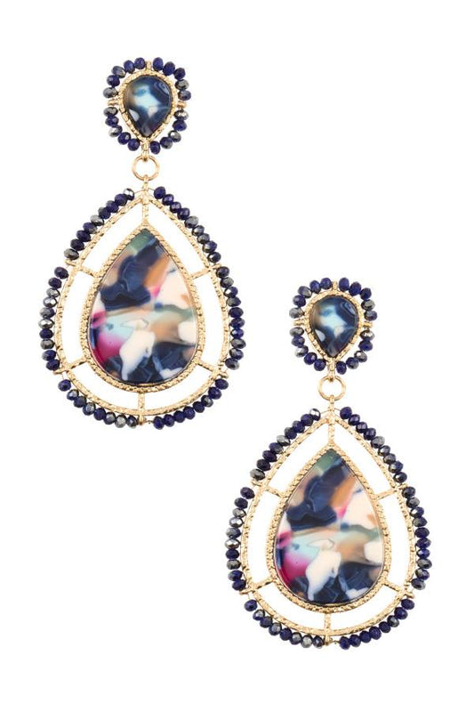 Faceted bead acetate teardrop earring