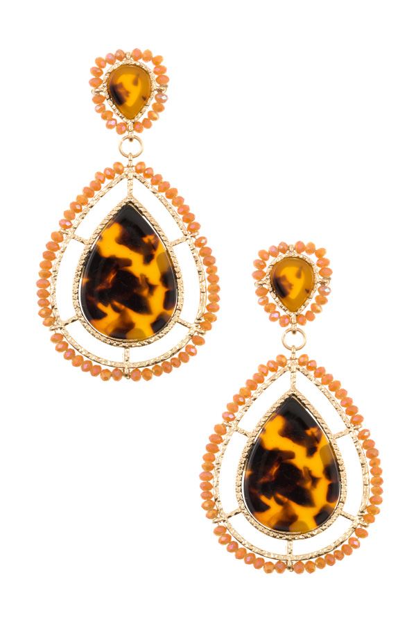 Faceted bead acetate teardrop earring