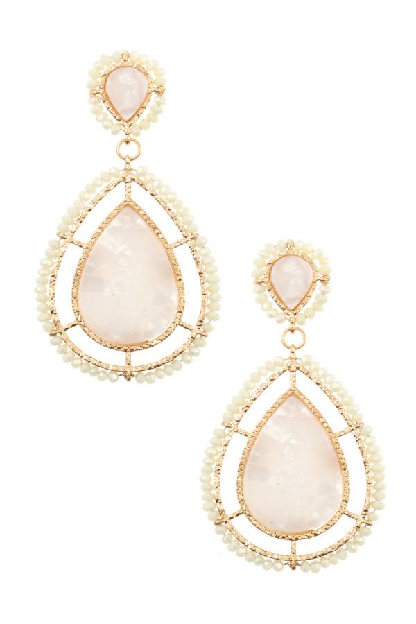 Faceted bead acetate teardrop earring