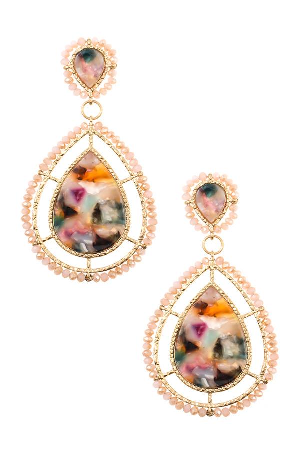 Faceted bead acetate teardrop earring