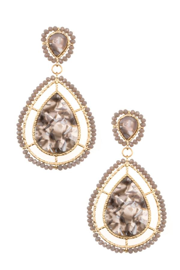Faceted bead acetate teardrop earring