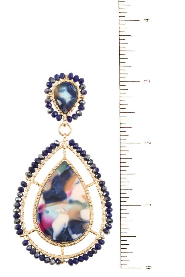 Faceted bead acetate teardrop earring