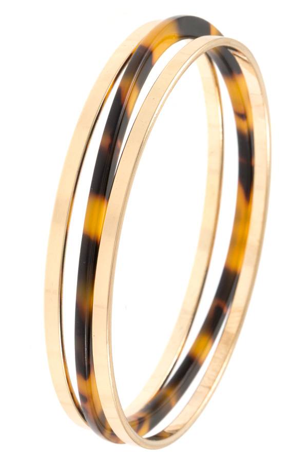 Acetate with metal bangle bracelet set