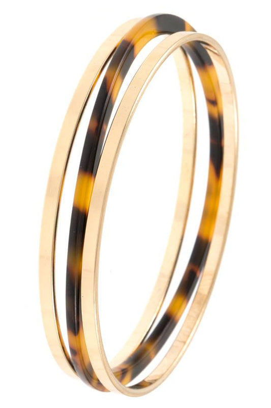 Acetate with metal bangle bracelet set