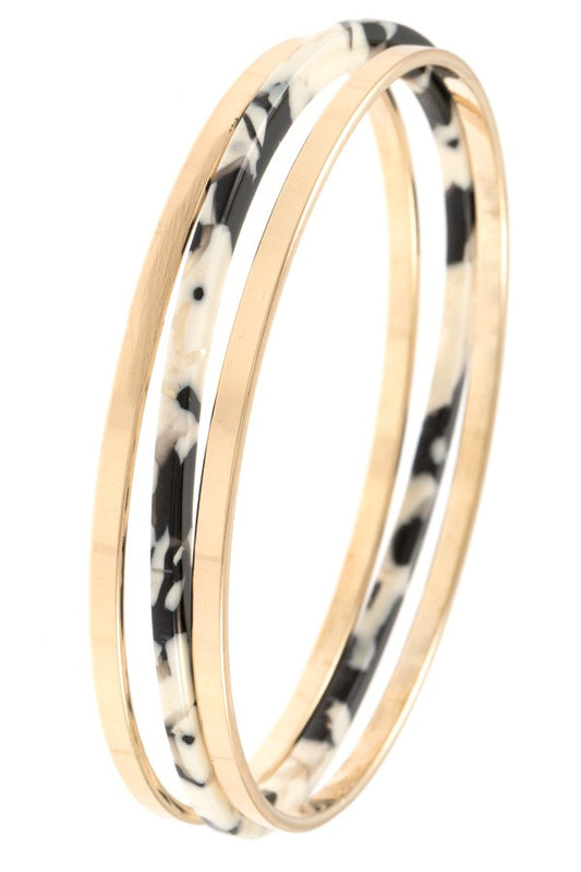 Acetate with metal bangle bracelet set